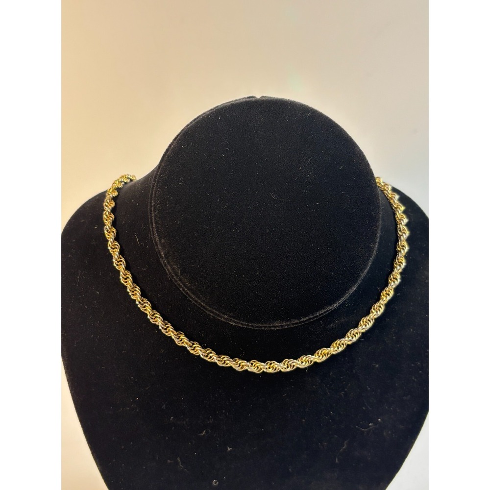 Vintage‎ Necklace Gold Tone Twisted Rope Chain Signed Les Bernard